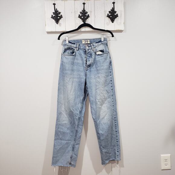 Free People Denim - We The Free Jeans 29 Straight Leg Raw Hem Boho Festival